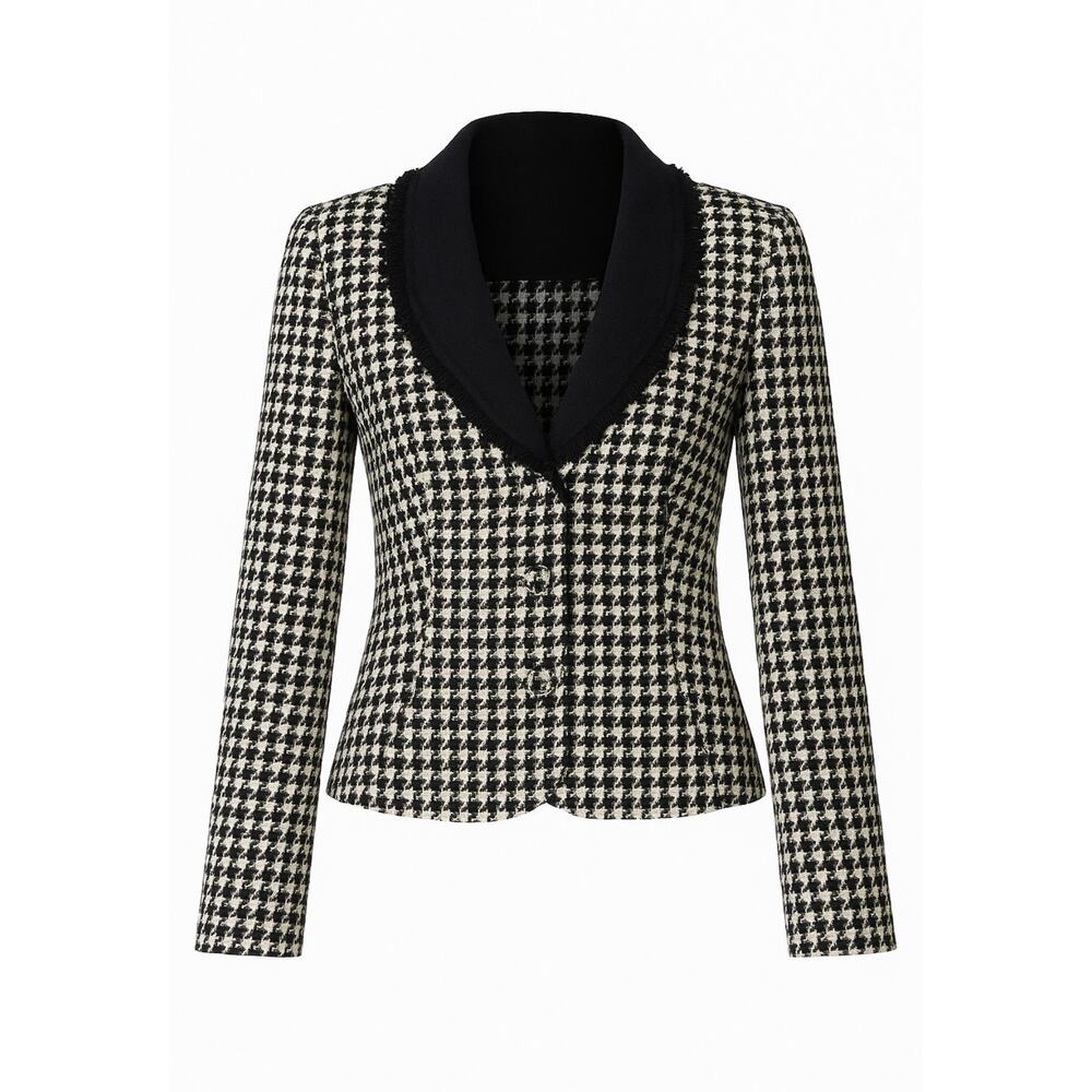 NWT Shomi Petites Houndstooth Black White Blazer Size 14